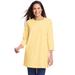 Plus Size Women's Perfect Three-Quarter Sleeve Crewneck Tunic by Woman Within in Banana (Size 34/36)