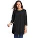 Plus Size Women's Perfect Three-Quarter Sleeve Crewneck Tunic by Woman Within in Black (Size 26/28)