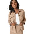 Plus Size Women's Classic Cotton Denim Jacket by Jessica London in New Khaki (Size 36) 100% Cotton Jean Jacket