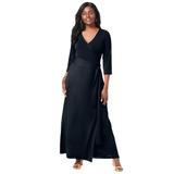 Plus Size Women's Pullover Wrap Knit Maxi Dress by The London Collection in Black (Size 20 W)