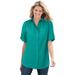 Plus Size Women's Short-Sleeve Button Down Seersucker Shirt by Woman Within in Waterfall (Size M)