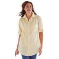 Plus Size Women's Short-Sleeve Button Down Seersucker Shirt by Woman Within in Primrose Yellow Pop Stripe (Size L)