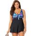 Plus Size Women's Tie Front V-Neck Swimdress by Swimsuits For All in Pastel Floral (Size 24)