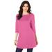 Plus Size Women's Boatneck Ultimate Tunic with Side Slits by Roaman's in Vintage Rose (Size 22/24) Long Shirt
