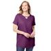 Plus Size Women's Perfect Short-Sleeve Keyhole Tee by Woman Within in Plum Purple (Size 22/24) Shirt