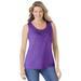 Plus Size Women's Beaded Tank Top by Woman Within in Radiant Purple (Size 1X)