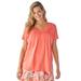 Plus Size Women's Crochet-Trim Knit Top by Woman Within in Sweet Coral (Size 26/28) Shirt