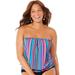 Plus Size Women's Bandeau Blouson Tankini Top by Swimsuits For All in Multi Stripe (Size 24)