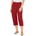 Plus Size Women's Stretch Knit Waist Cargo Capri by Catherines in Red (Size 5XWP)