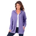 Plus Size Women's Classic-Length Thermal Hoodie by Roaman's in Vintage Lavender (Size 6X) Zip Up Sweater
