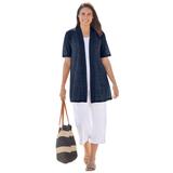 Plus Size Women's Lightweight Open Front Cardigan by Woman Within in Navy (Size M) Sweater