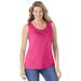 Plus Size Women's Beaded Tank Top by Woman Within in Raspberry Sorbet (Size 6X)