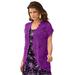 Plus Size Women's Medallion Crochet Cardigan by Roaman's in Purple Magenta (Size 30/32) Short Sleeve Sweater