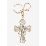 Women's Goldtone Round Crystal Shrouded Cross Key Ring by PalmBeach Jewelry in Crystal Gold