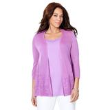 Plus Size Women's Embroidered Lace Cardigan by Catherines in Violet (Size 2X)