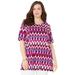 Plus Size Women's Easy Fit Short Sleeve V-Neck Tunic by Catherines in Multi Ethnic Print (Size 0XWP)