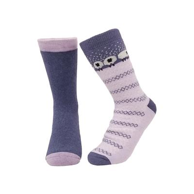 Plus Size Women's 2 Pr Super Soft Polyester Thermal Insulated Socks by GaaHuu in Lavender Sheep Navy (Size OS (6-10.5))