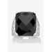 Women's Sterling Silver Natural Black Onyx Checkerboard Cut Ring by PalmBeach Jewelry in Onyx (Size 7)