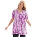 Plus Size Women's V-Neck Tie-Dye Tunic by Woman Within in Purple Magenta Tie-dye (Size M)