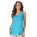 Plus Size Women's Knit Sleep Tank by Dreams & Co. in Pool Blue (Size M)