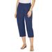 Plus Size Women's Stretch Knit Waist Cargo Capri by Catherines in Mariner Navy (Size 5X)