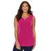 Plus Size Women's Crisscross Timeless Tunic Tank by Catherines in Deep Tango Pink (Size 6X)