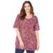 Plus Size Women's Easy Fit Short Sleeve Scoopneck Tee by Catherines in Paisley Print (Size 0X)