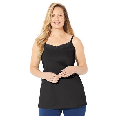 Plus Size Women's Suprema® Cami With Lace by Catherines in Black (Size 1XWP)