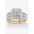 Women's Cubic Zirconia Princess-Cut Bridal Ring Set in Gold over Silver by PalmBeach Jewelry in Gold (Size 7)