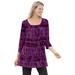 Plus Size Women's Tie-Dye Smocked Square-Neck Tunic by Woman Within in Plum Purple Tie Dye (Size 18/20)