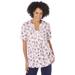 Plus Size Women's 7-Day Layer-Look Elbow-Sleeve Tee by Woman Within in White Ditsy Bouquet (Size 18/20) Shirt