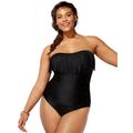 Plus Size Women's Fringe Bandeau One Piece Swimsuit by Swimsuits For All in Black (Size 28)