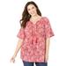 Plus Size Women's Seasonless Gauze Peasant Top by Catherines in Red Paisley (Size 0X)