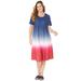 Plus Size Women's Parade Dip-Dye A-Line Dress (With Pockets) by Catherines in Navy Ombre (Size 1X)