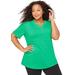 Plus Size Women's Suprema® Embroidered Notch-Neck Tee by Catherines in Pepper Green (Size 3XWP)