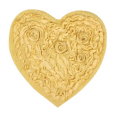 Bellflower Heart Bath Rug by Home Weavers Inc in Yellow