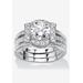 Women's Cubic Zirconia Round Bridal Ring Set in Platinum over Sterling Silver by PalmBeach Jewelry in Silver (Size 6)