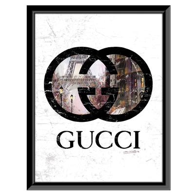 Gucci Inside Paris - Brown / Black - 14x18 Framed Print by Venice Beach Collections Inc in Brown Black