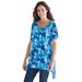 Plus Size Women's Sharkbite trapeze tunic by Woman Within in Bright Cobalt Tie-dye (Size 4X)