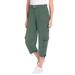 Plus Size Women's Pull-On Knit Cargo Capri by Woman Within in Pine (Size 2X)