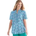 Plus Size Women's Pintucked Half-Button Tunic by Woman Within in Waterfall Blooming Ditsy (Size 4X)