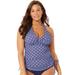 Plus Size Women's Adjustable Underwire Tankini Top by Swimsuits For All in Blue Mosaic (Size 24)