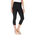 Plus Size Women's Lace-Trim Essential Stretch Capri Legging by Roaman's in Black (Size 12)