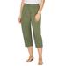 Plus Size Women's Stretch Knit Waist Cargo Capri by Catherines in Clover Green (Size 3XWP)