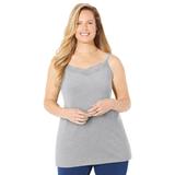 Plus Size Women's Suprema® Cami With Lace by Catherines in Heather Grey (Size 1XWP)