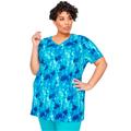 Plus Size Women's Easy Fit Short Sleeve V-Neck Tunic by Catherines in Blue Rain (Size 0XWP)