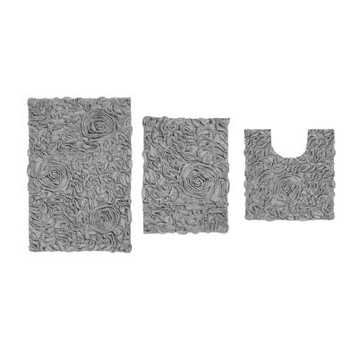 Bellflower 3-Pc. Bath Rug Set by Home Weavers Inc in Grey (Size 3 RUG SET)