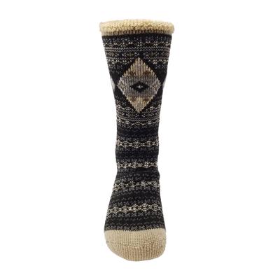 Plus Size Women's Diamond Fairisle Thermal Socks by GaaHuu in Black (Size OS (6-10.5))