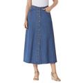 Plus Size Women's Perfect Cotton Button Front Skirt by Woman Within in Medium Stonewash (Size 36 W)