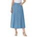 Plus Size Women's Perfect Cotton Button Front Skirt by Woman Within in Light Stonewash (Size 38 W)